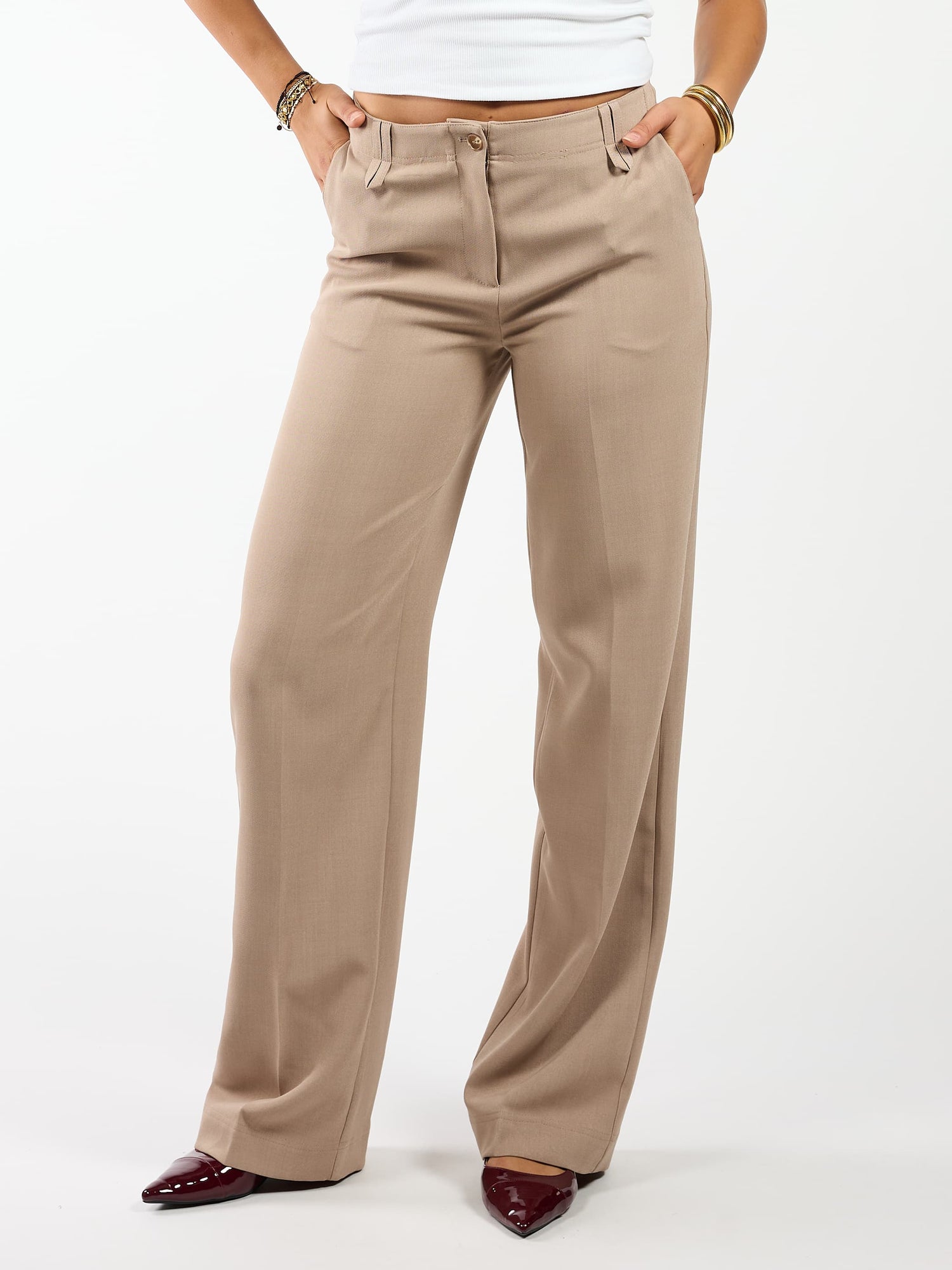 Kate | Wide leg pantalon | Taupe | Tall