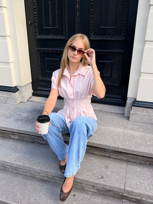 Leela getailleerde blouse | Lichtroze | Tall