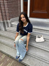 Le Marais top | Navy met wit | Tall