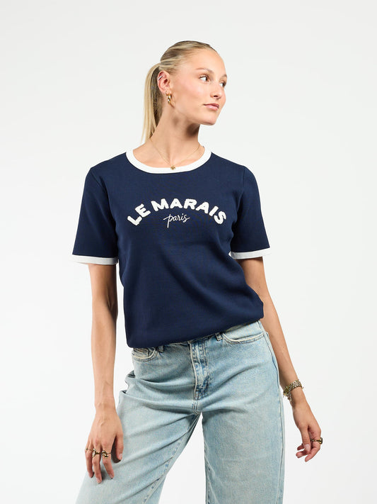 Le Marais top | Navy with white | Tall
