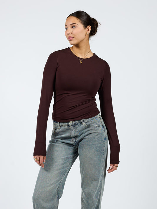 Liza long sleeve top | Tall | Donkerbruin