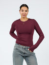 Liza long sleeve top | Tall | Bordeaux