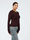 Liza long sleeve top | Tall | Donkerbruin