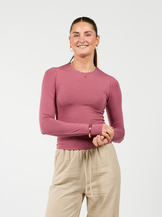 Liza long sleeve top | Mauve pink | Tall
