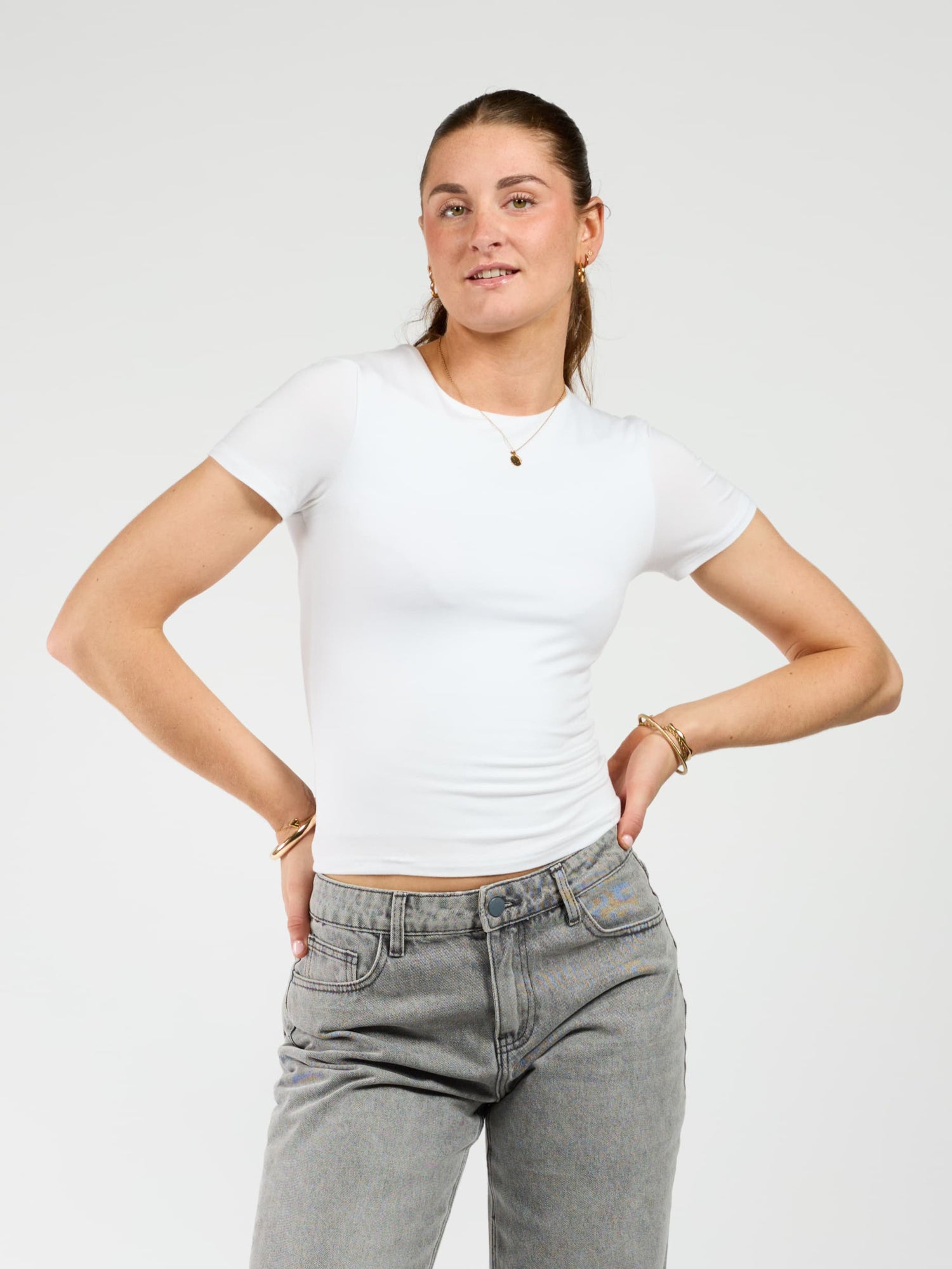 Liza short sleeve top | Wit | Tall