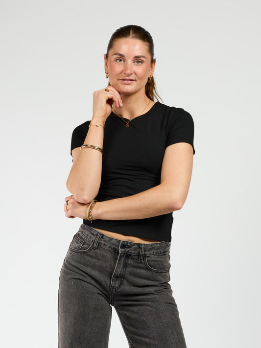 Liza short-sleeve top | Black | Tall