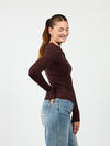 Liza long sleeve top | Donkerbruin | Tall