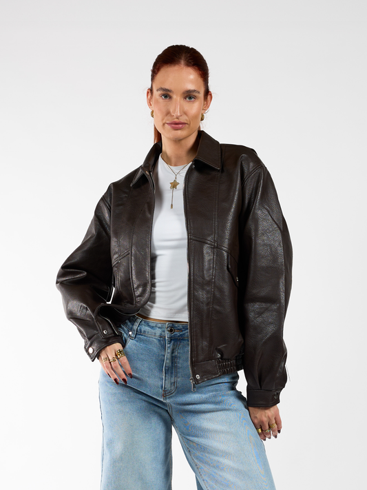 Loua oversized jacket | Donkerbruin | Tall