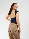 Lucie top open back | Short sleeve | Navy | Tall