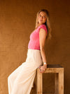 Lucie top open back | Short sleeve | Pink | Tall