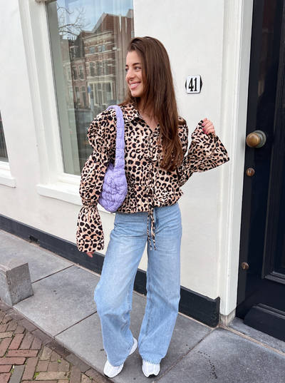 Nala blouse met strikjes | Tall | Leopard