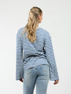 Nine Tee | Wijd uitlopende mouw | Gestreept wit blauw | Tall