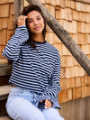 Nine Tee | Flared sleeve | Striped blue | Tall