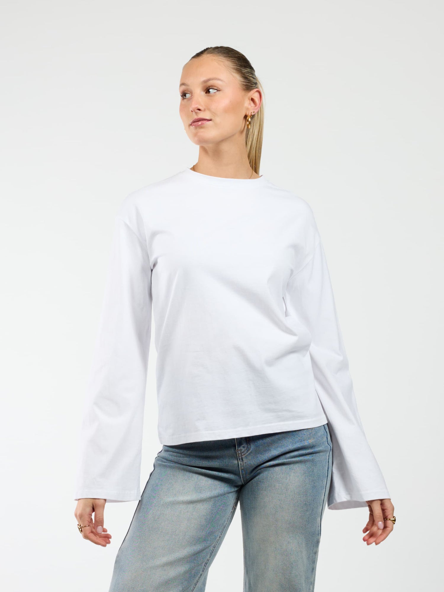 Nine Tee | wijd uitlopende mouw | Tall | Wit
