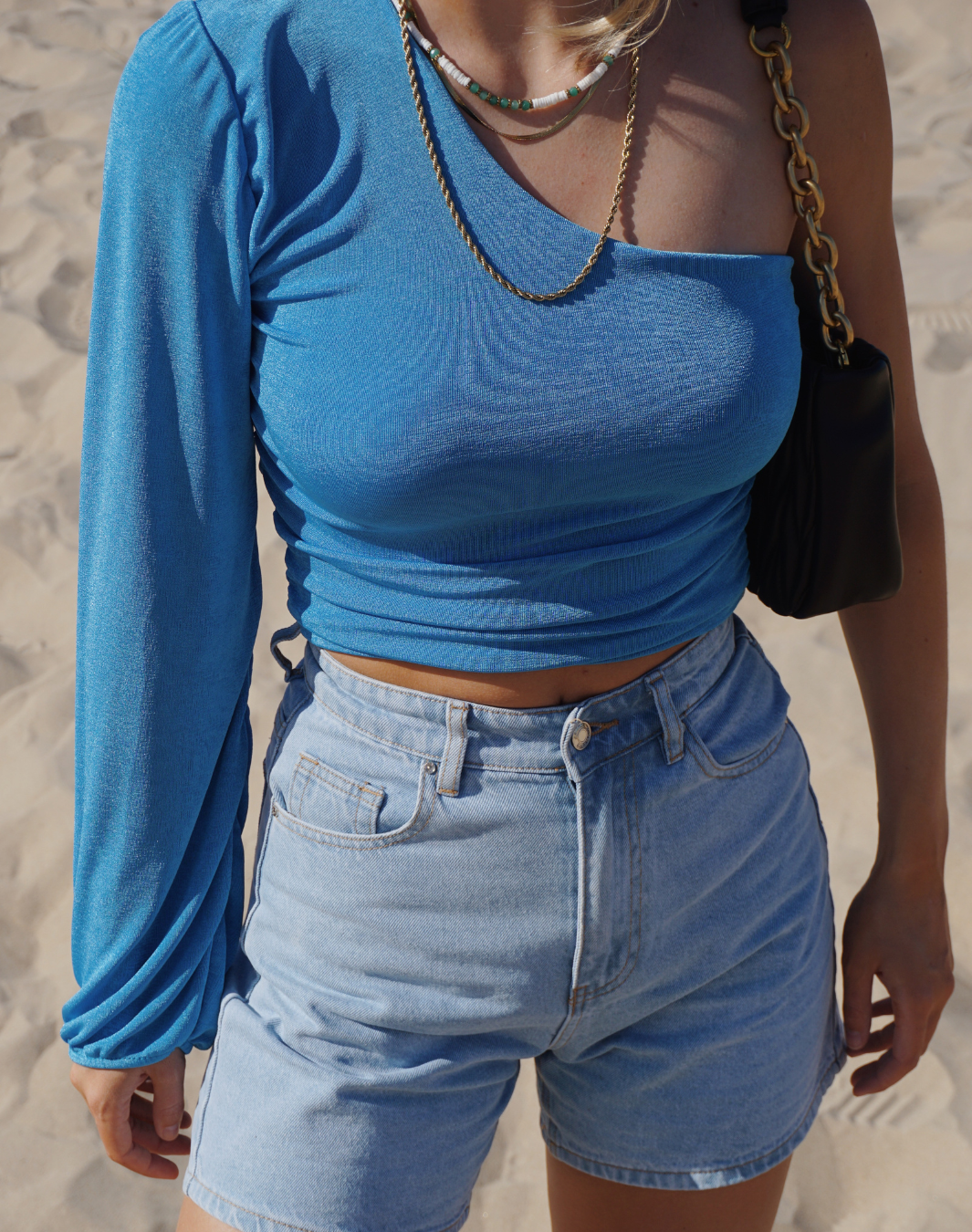One shoulder top | Blue | Tall