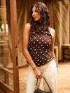 Poppy Polkadot top | Brown white | Tall