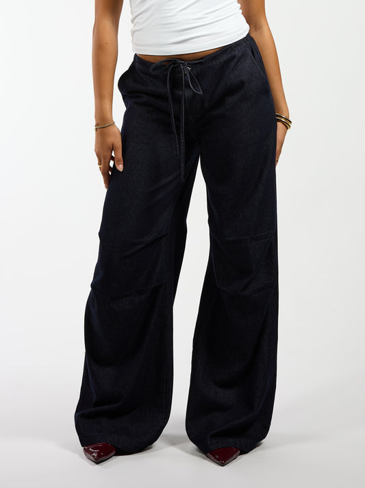 Riley Relaxed Jeans | Drawstring | Navy blauw | Tall