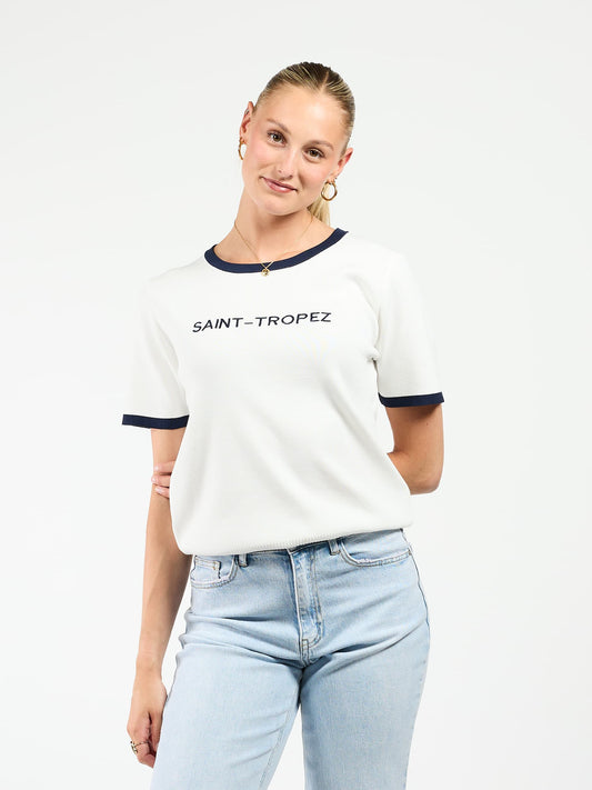 Saint-Tropez top | Wit met navy | Tall