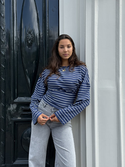 Sanna Tee | Navy striped | Tall