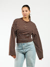 Sanna Tee | Dark brown striped | Tall