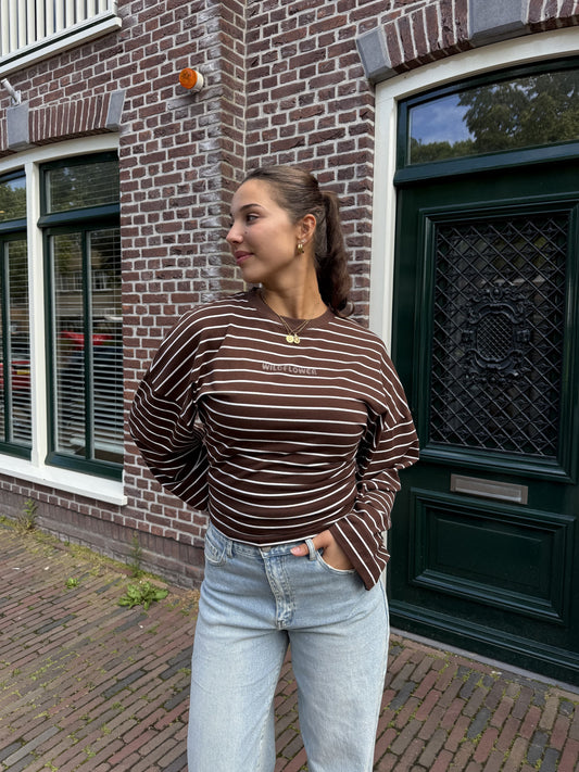 Sanna Tee | Donkerbruin gestreept | Tall