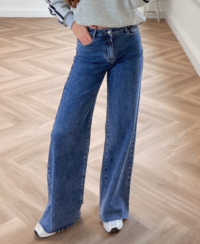 Sassy | Super Wide Leg Jeans | Destroyed | Stretch | Dark Blue | Tall