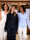 Semi-fitted blouse | Blue striped | Tall