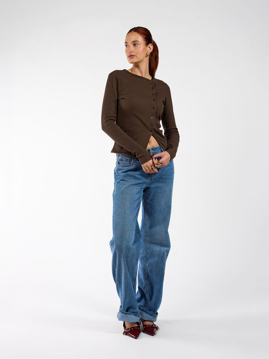 Nala button-up top | Tall | Brown