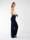 Nova | Wide leg pantalon met knoop | Navy | Tall