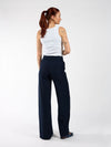 Nova | Wide leg pantalon met knoop | Navy | Tall