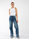 Zola Cuffed Super Wide Leg Jeans | Ocean blue | Tall