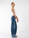 Zola Cuffed Super Wide Leg Jeans | Ocean blue | Tall