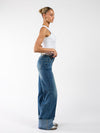 Zola Cuffed Super Wide Leg Jeans | Ocean blue | Tall