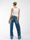 Zola Cuffed Super Wide Leg Jeans | Ocean blue | Tall