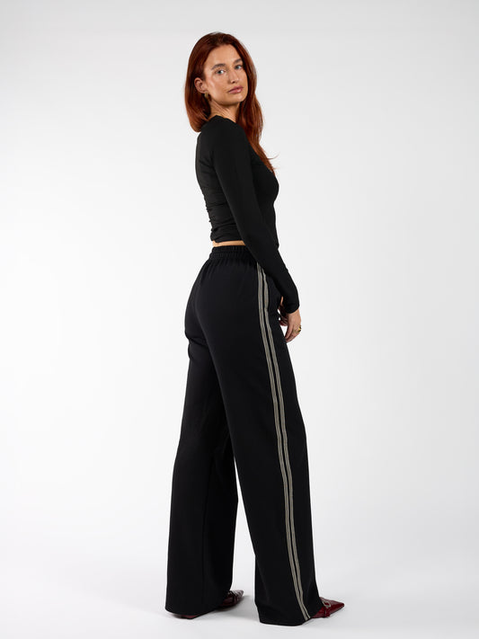 Izzy pants | Zwart met streep | Tall