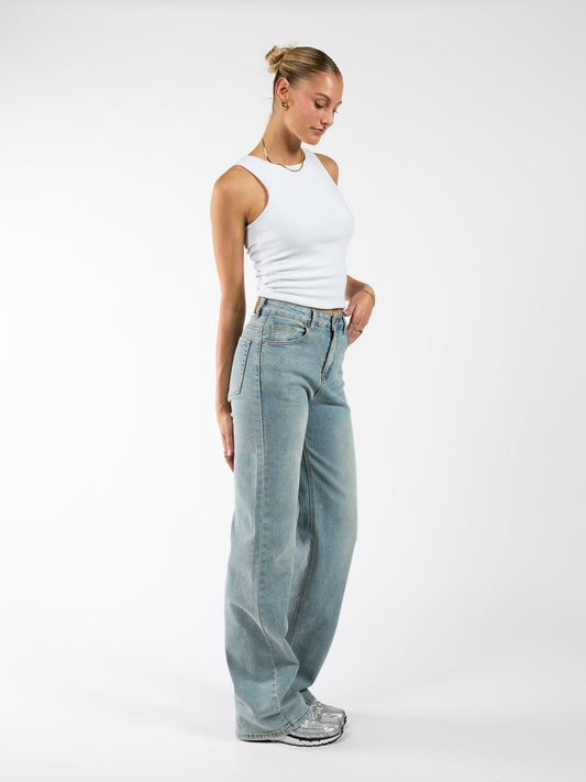 Maddy Wide Leg Jeans | Washed blue | Stretch | Tall