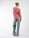 Lola Knitted Spencer met Knoopjes | Roze rood gestreept | Tall