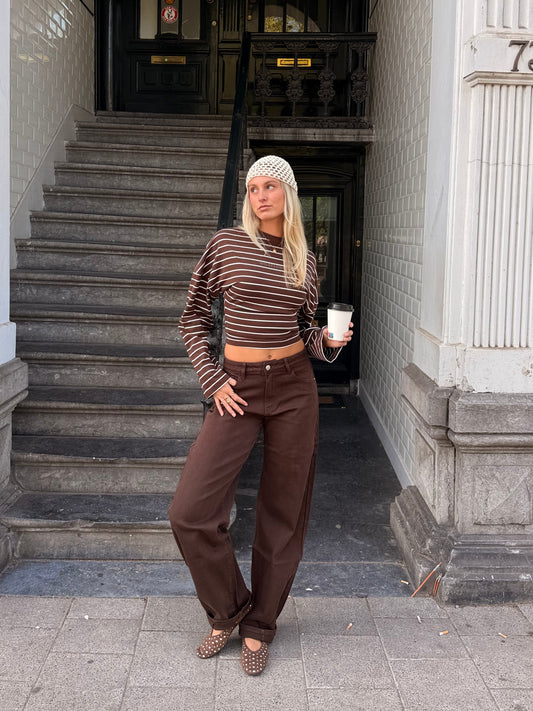 Zoey Barrel Jeans | Mid-waist | Brown | Stretch | Tall