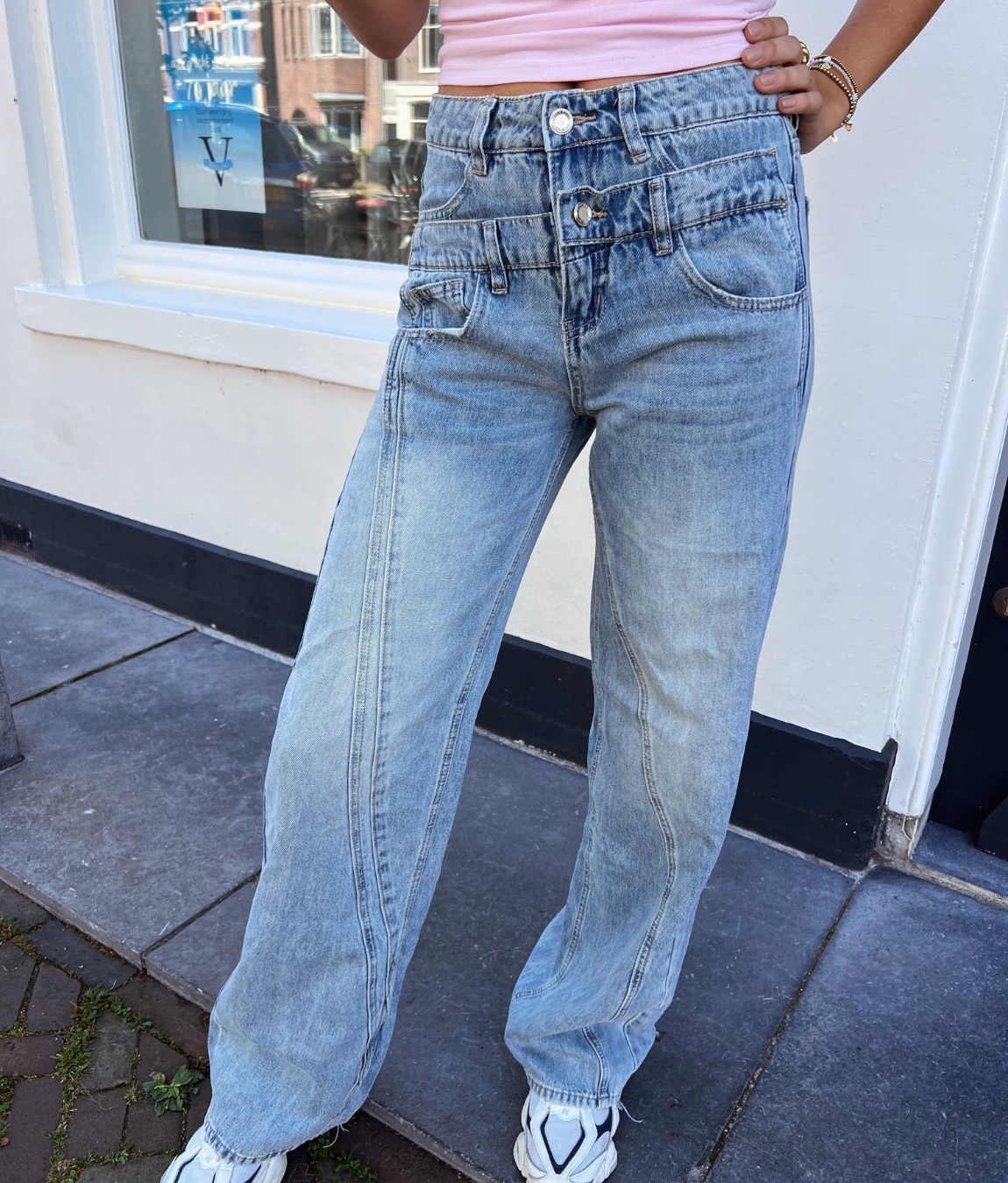 Olivia | Double Wide Leg Jeans | Blue | Tall