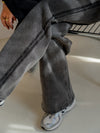 Sassy | Super Wide Leg Jeans | Diamond stripes | Stretch | Washed black | Tall