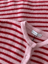 Lola Knitted Spencer met Knoopjes | Roze rood gestreept | Tall