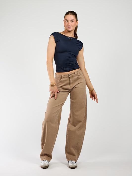 Zoey Barrel Jeans | Mid-waist | Mokka | Stretch | Tall