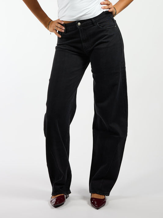 Zoey Barrel Jeans | Mid-waist | Black | Stretch | Tall
