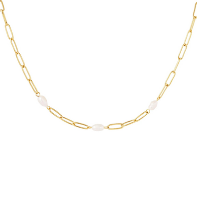 Ketting Oval Chain with Pearl | SUPER SALE