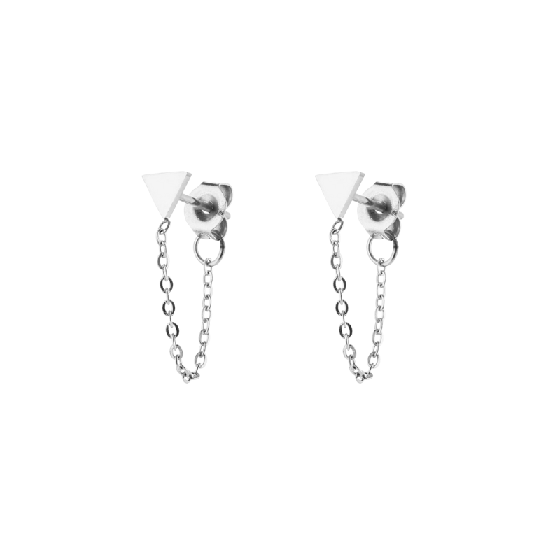 Earrings Stud Triangle with chain