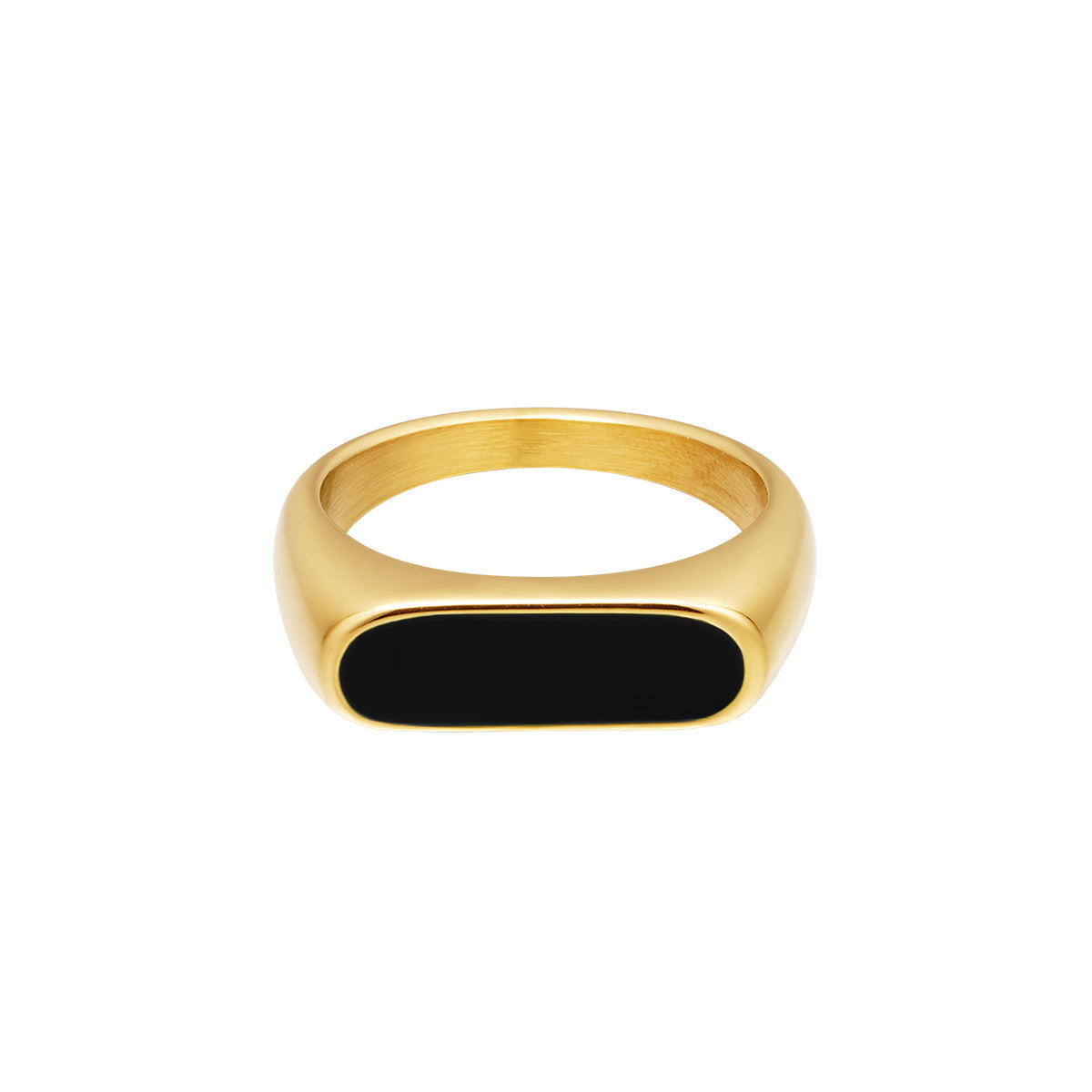Gouden ring met zwarte steen