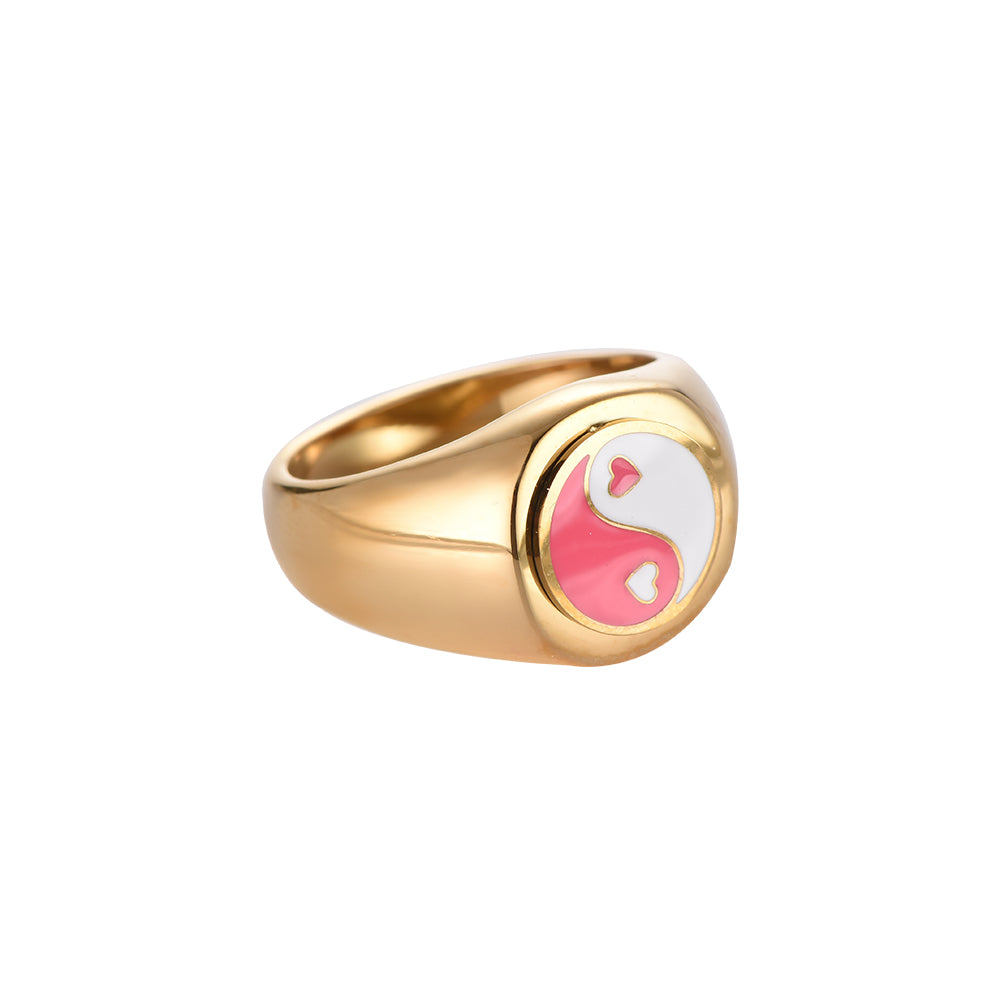 Ring Yin Yang roze goud