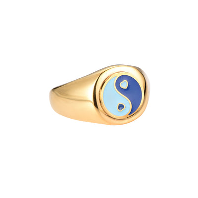 Ring Yin Yang Blauw